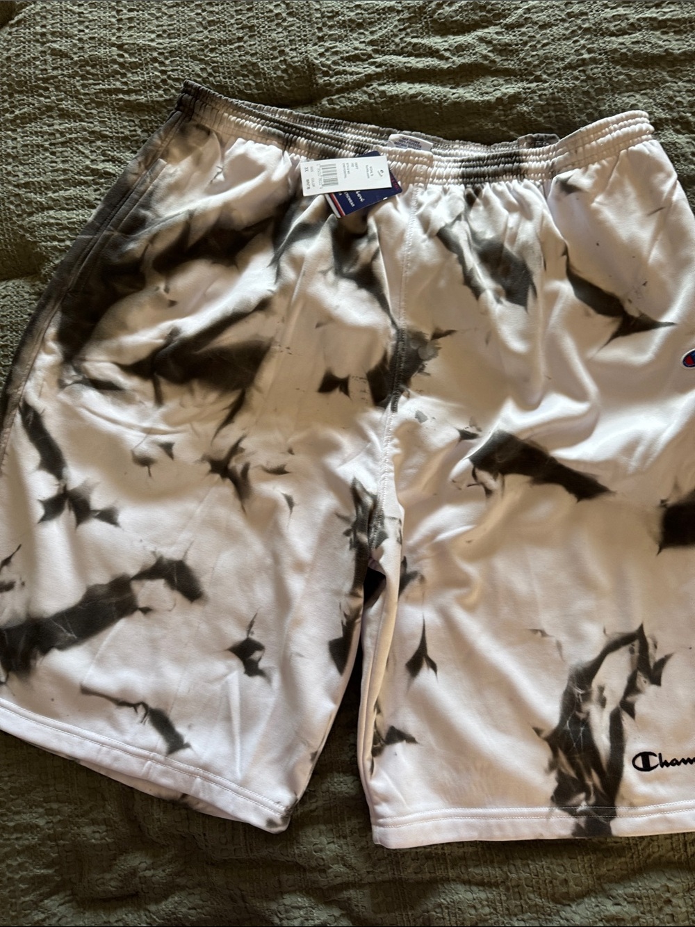 Champion White and Black Tie-Dye Athletic Shorts